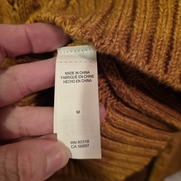 New Lucky Brand Quinn Cable Knit Cotton Blend Mustard Yellow Medium Sweater - Picture 14 of 15